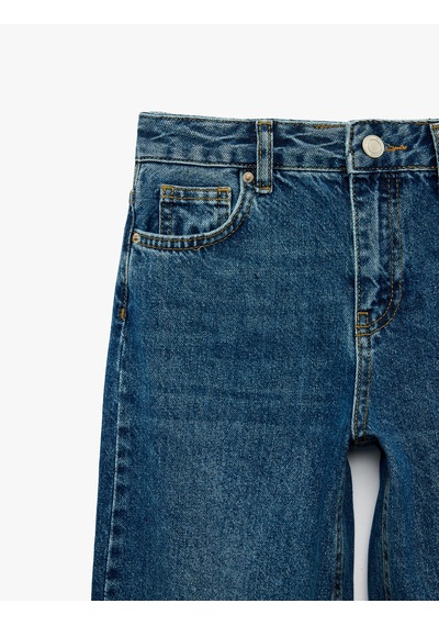Koton Rahat Kesim Cep Detaylı Pamuklu Barrel Denim Pantolon Koyu İndigo 7wkb40019td