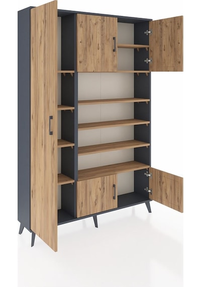Arges Dolap 10 Raflı 5 Kapaklı 132x30x195 Antrasit-çam/çam Antrasit Arges Dolap 10 Raflı 5 Kapaklı 132x30x195 Antrasit-çam/çam Antrasit