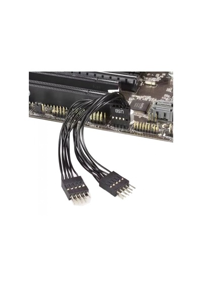 Anakart İçin Usb 2.0 Uzatma Kablosu 9 Pinli 1 Dişi 2 Erkek Y Kablo