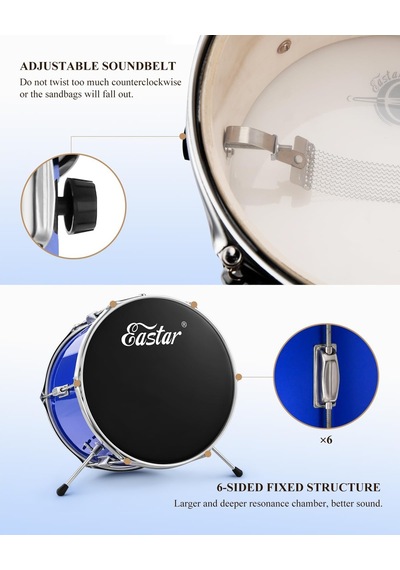 Eastar Eds-180be 14" 3-parça Çocuk Davulu Mirror Blue