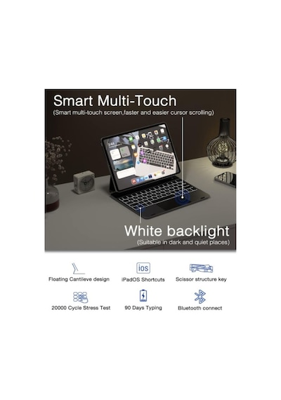 Doqo Apple Uyumlu iPad Air/pro 11 Klavye Kılıfı 7 Si 1 Arada Hub, Hdmı, Usb-c, Trackpad, Arkadan Aydınlatmalı