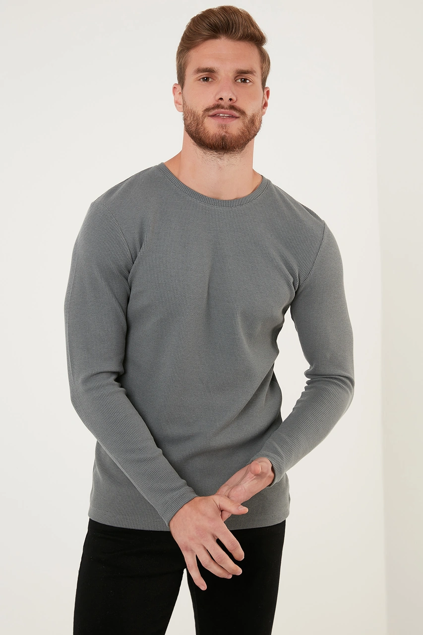 Buratti Pamuklu Bisklet Yaka Slim Fit Basic 3'Lü Paket Erkek Sweat 5905073S3 Açık Haki-Lacivert-Siyah