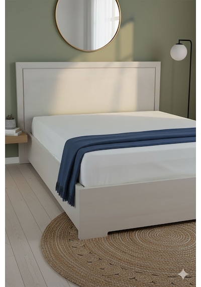 %100 Pamuk Ranforce Premium King Size Lastikli Çarşaf - Beyaz Beyaz
