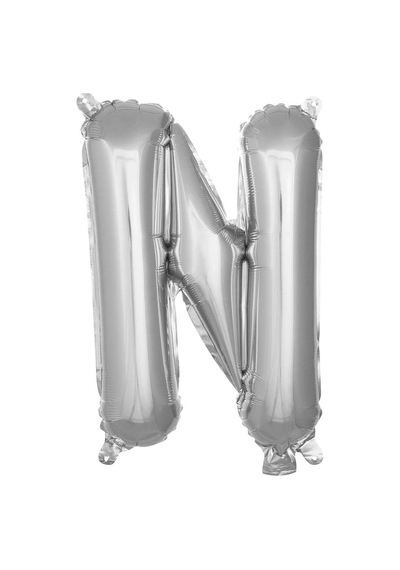 N Harfi 16 İnç Gümüş Renk Folyo Balon 36 Cm Gümüş Genel