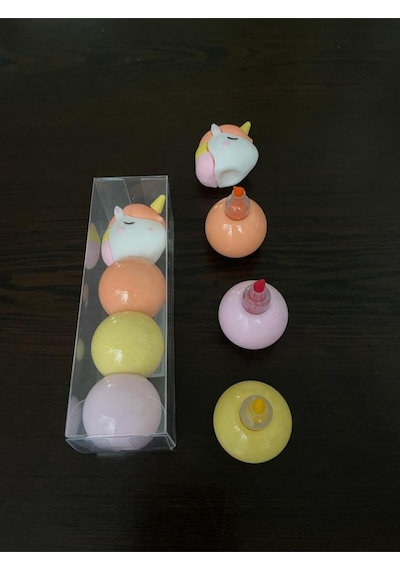 3 Renk Unıcorn Figürlü Mini Fosforlu Kalem Seti Turuncu