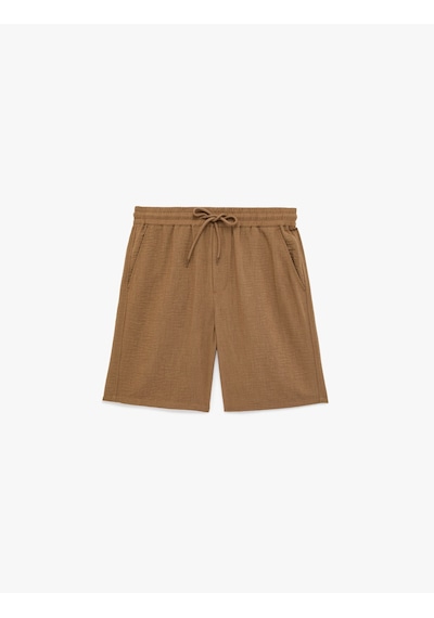Koton Regular Fit Cepli Bermuda Beli Bağcıklı Şort Kahverengi 6sam40045hw Kahve