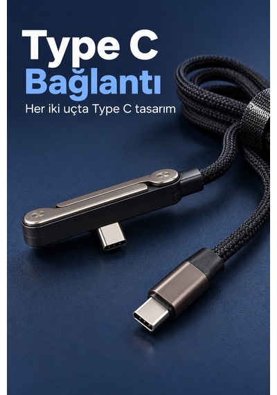 Type C Şarj Kablosu Katlanabilir Telefon Standlı Örgü Tasarım Diğer