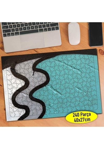 Yeşil Beyaz Gri Boya Desenleri 240 Parça Puzzle Yapboz-76665748