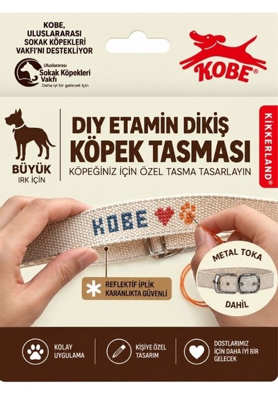 Kikkerland Dıy Kanaviçe Köpek Tasması Large Kişiselleştirilebilir Dayanıklı Tasma