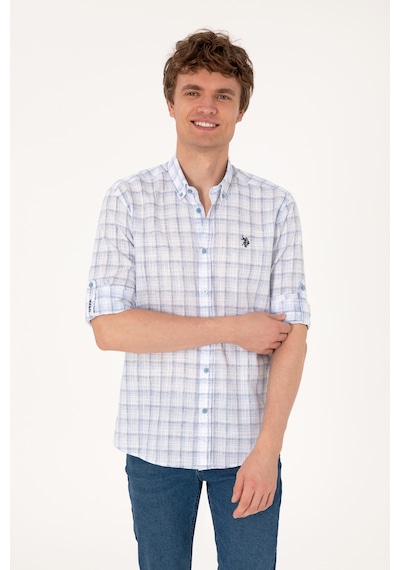 U.s. Polo Assn. Erkek Mavi Gömlek Desenli 50306348-vr036 Mavi