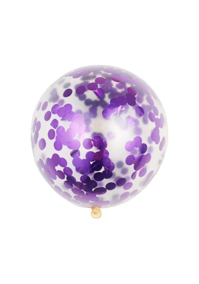 Pazarız Konfetili Balon Pullu Şeffaf Balon Seti 20 Adet Mor