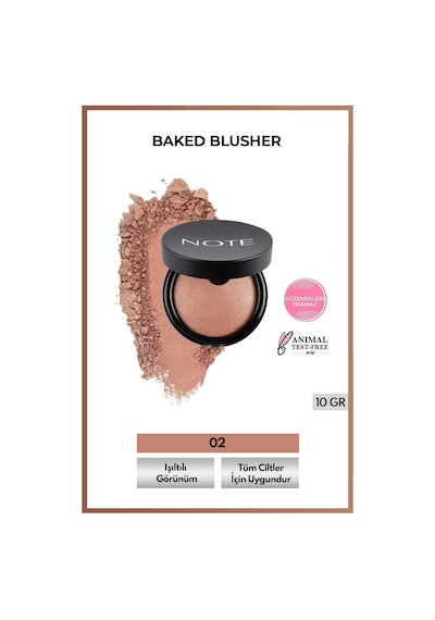 Note Cosmetique Baked Blusher Işıltılı Fırınlanmış Toz Allık - 02 Vintage Pink