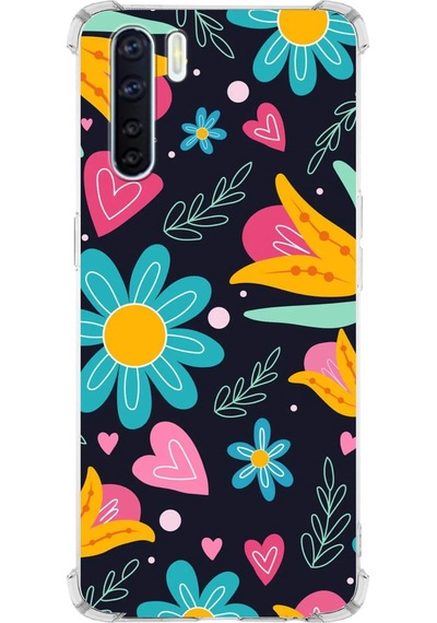 Oppo A91 Uyumlu Retro Color 1 Baskılı Şeffaf Köşe Korumalı Antişok Kılıf