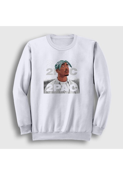 Presmono Unisex 2pac Tupac Shakur Sweatshirt Beyaz