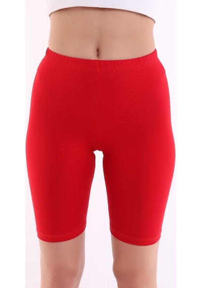 Self Clothing Kadın Koyu Kırmızı Penye Kumaş Yüksek Bel Kısa Tayt Slf1295