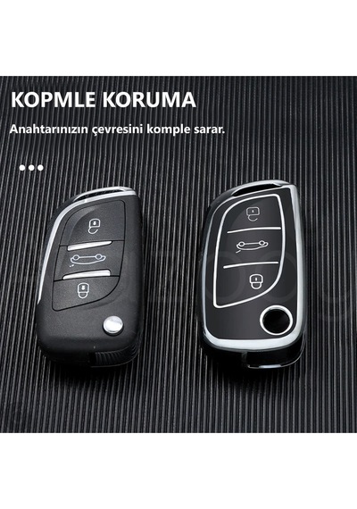 Peugeot 107 207 307 407 308 408 3008 5008 Tpu Anahtar Kılıfı Beyaz