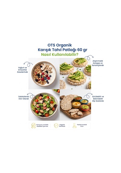Ots Organik Karışık Tahıl Patlağı 60 gr (Organik Sertifikalı, Pestisit Analizli)