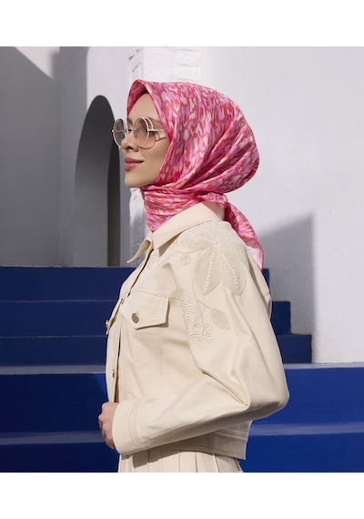 BELLİ Saf İpek Eşarp 4103d Twill İpek - 90 X 90 / Pembe Pembe