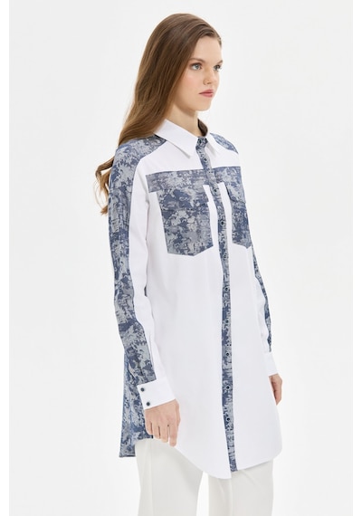 Esswaap Jakar Denim Kombinli Koton Tunik Laci Lacivert
