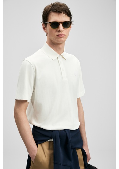 Lufian Hudson Smart Erkek Polo Tişört Beyaz Beyaz 111040234100500