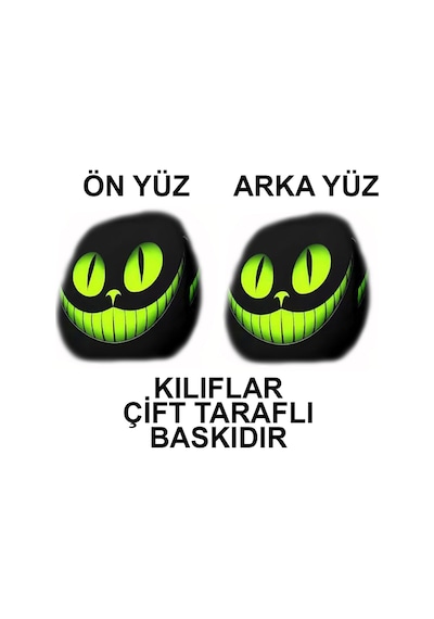 Yeşil Kedi Çift Taraflı Dekoratif Oto Başlık Kılıfı/Maske 2'li