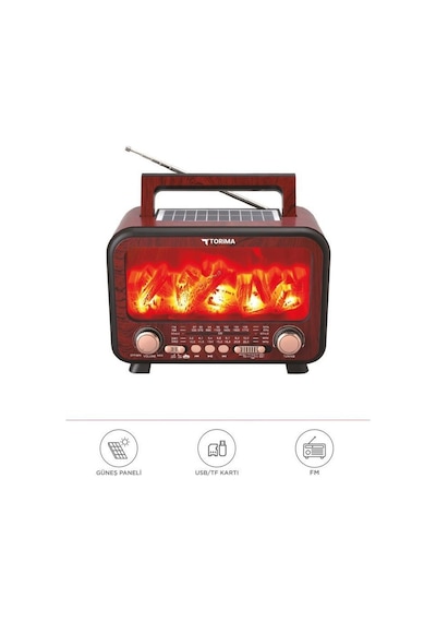 Torima D72 Koyu Ahşap Nostalji Bluetooth Hoparlör Radyo Solar Panelli (İthalatçı Garantili)