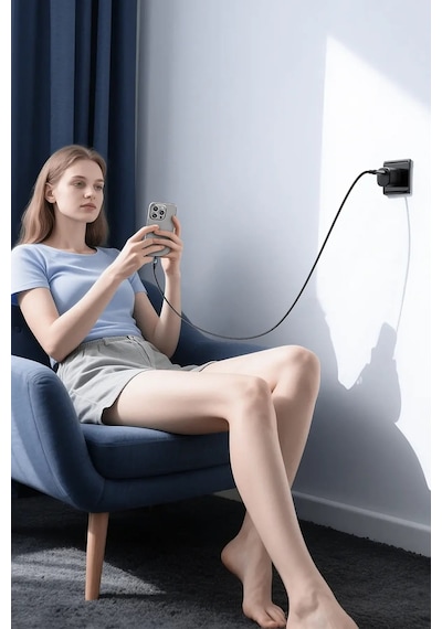 Ven-dens Vd-dc12cl 27 W Pd Type-c To Lightning Hızlı Şarj Ve Veri Kablosu, 1 Metre, Naylon, Siyah