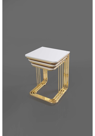 Tekerlekli Veys Sehpa Gold 4 Lü Zigon Sehpa - Orta Sehpa - Yan Se (550696638)