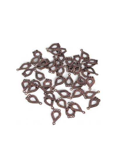 Damla Desenli 25x15 Mm Zamak Pul 10 Adet Küpe Aparat, Bileklik Ucu, Broş Aksesuar