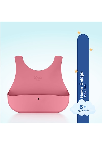 Wee Baby Nanninom Silikon Mama Önlüğü Pembe