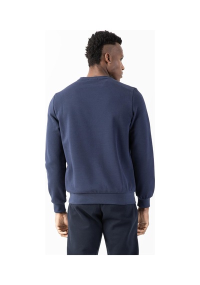 Maraton Sportswear Comfort Erkek Bisiklet Yaka Takma Kol Basic Açık Lacivert Sweatshirt 21836-açık Lacivert