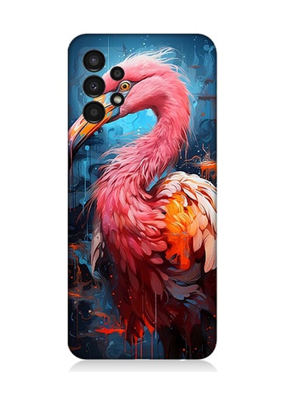 Samsung Galaxy A13 Uyumlu Silikon Kılıf Pembe Albatros Kuş