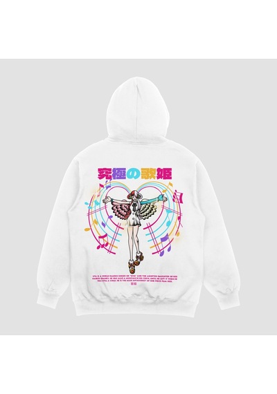 Unisex Beyaz Uta Baskılı Hoodie Oversize Kapşonlu Sweatshirt Beyaz