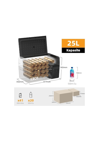 Iceco Mcd25b 12/24volt 25 Litre Kompresörlü Oto Buzdolabı/dondurucu + Buz Kaseti