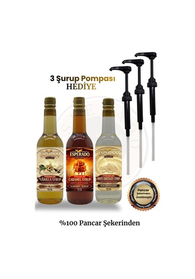 Premıum Vanilya - Karamel-beyaz Çikolata Aromalı Kahve Şurubu 750 Ml X 3 Adet Diğer