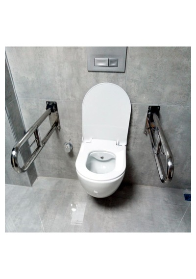 Mafsallı Engelli Tutunma Barı Wc Kağıtlık Gri - Gümüş