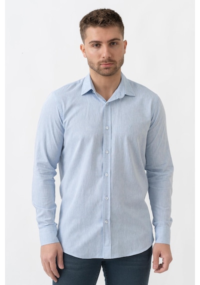 White Stone Malta G2303 Keten Regular Fit Pamuklu Gömlek Mavi - S Mavi