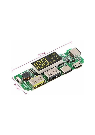 Ledli Çift Usb 5V 2.4A Micro Usbli Powerbank 18650 Şarj Kartı