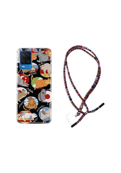 Oppo A54 Kılıf Rasta Boyun Askılı Miyavlamalar 1793
