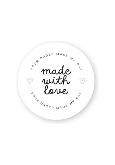 Sticker 5 - Made With Love 4x4 Cm - 66 Adet