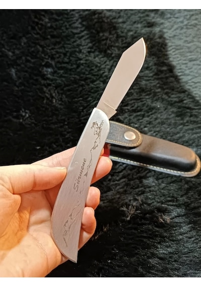 Sürbisa Krom İşlemeli Avcı Kamp Çakı Kamp Bıçağı Tek Kamp Bıçaklı 61808 8.0 Cm Metal