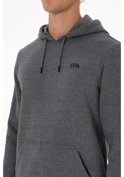 U.S. Polo Assn. Erkek Regular Fit Kapüşonlu Şardonlu Antrasit Melanj Basic Sweatshirt 50315582-VR081