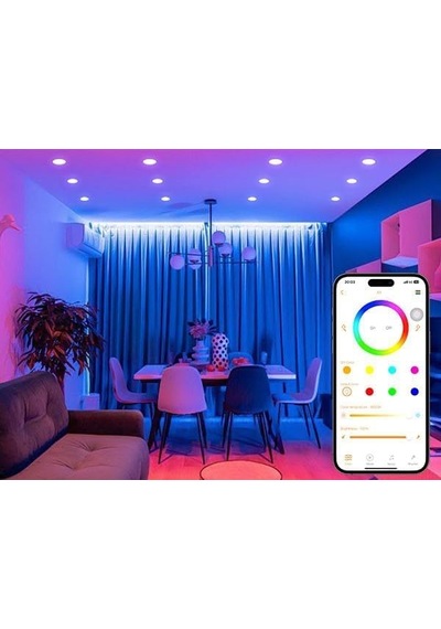 Smart Led Spot Lamba, 6000k Beyaz, 220v, Telefon Uygulaması İle Kontrol Edilebilir, Rgb Renk Değiştiren Dusktec 110m Çok Renkli
