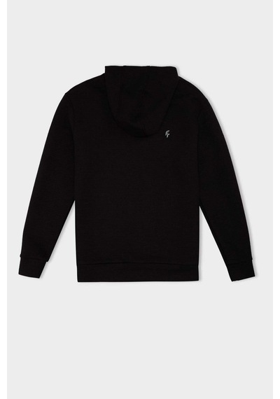 DeFactoFit Standart Fit Kapüşonlu Kapitoneli Sporcu Sweatshirt D0752AX24AUBK81