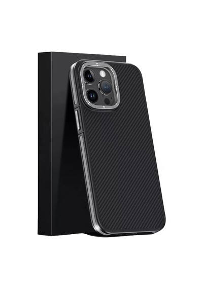 Joko Apple İphone 15 Pro Max Kılıf Aramid 600d Kevlar Karbon Fiber Magsafe Kapak - Gri