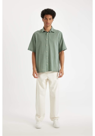 DeFacto Relax Fit Yazlık Poplin Kısa Kollu Gömlek D8352AX24HSGN1107