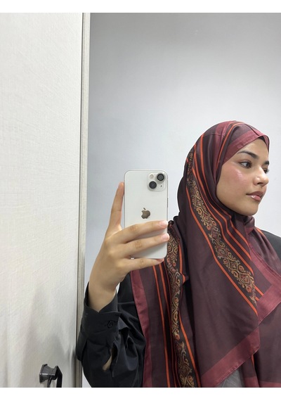 Modakaşmir Aminenesil Etnik Düz Bordo Renk Şal