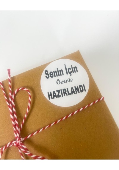 Senin İçin Özenle Hazırlandı Siyah Yazılı 5 cm Yuvarlak Etiket 100 Adet