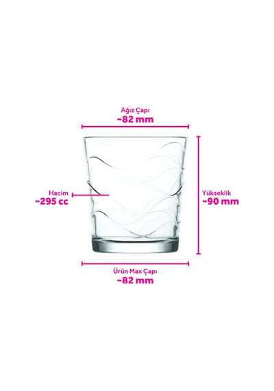 Lav Madrid Cam Meşrubat Bardağı 6'lı 295 ml (Su Bardağı )