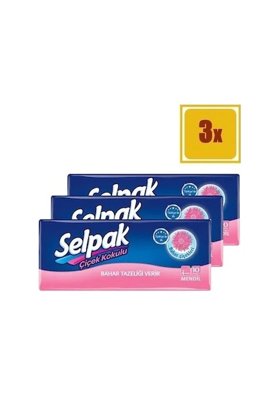 Selpak Çiçek Kokulu Mendil 10'lu 3 Paket